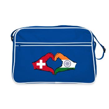 Suisse Inde mains en forme de cœur - Sac Retro - bleu/blanc - Devant
