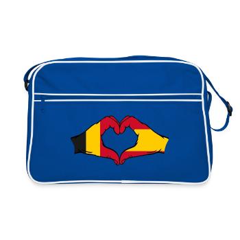 Belgique Espagne mains en forme de cœur - Sac Retro - bleu/blanc - Devant