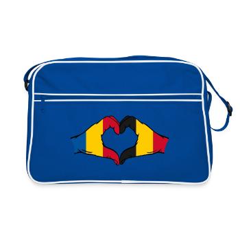 Romania Belgium hands heart shape - Retro Bag - blue/white - Front