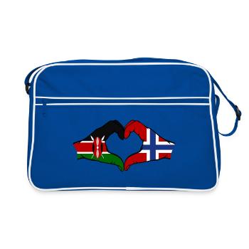 Kenya Norway Hands Heart Shape - Retro Bag - blue/white - Front