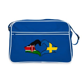 Kenya Sweden Hands Heart Shape - Retro Bag - blue/white - Front