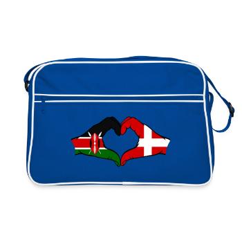 Kenya Denmark Hands Heart Shape - Retro Bag - blue/white - Front