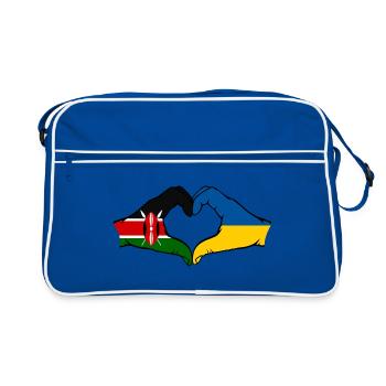 Kenya Ukraine Hands Heart Shape - Retro Bag - blue/white - Front