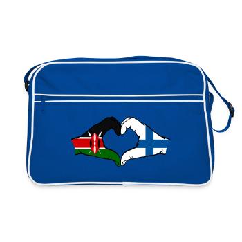 Kenya Finlande mains en forme de coeur - Sac Retro - bleu/blanc - Devant