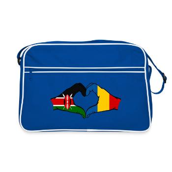 Kenya Roumanie mains en forme de coeur - Sac Retro - bleu/blanc - Devant