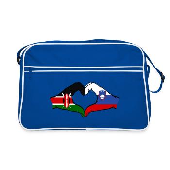 Kenya Slovenia Hands Heart Shape - Retro Bag - blue/white - Front