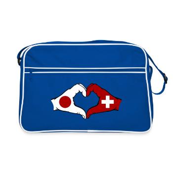 Japon Suisse mains en forme de coeur - Sac Retro - bleu/blanc - Devant