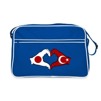 Japan Turkey Hands Heart Shape - Retro Bag - blue/white - Front