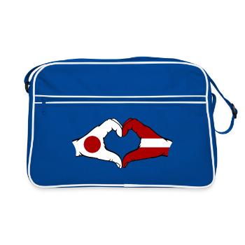 Japon Lettonie mains en forme de coeur - Sac Retro - bleu/blanc - Devant