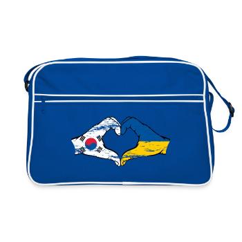 South Korea Ukraine hands heart shape used - Retro Bag - blue/white - Front