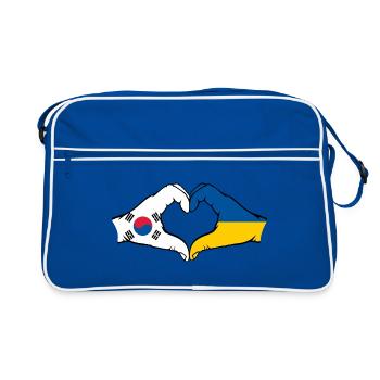South Korea Ukraine Hands Heart Shape - Retro Bag - blue/white - Front