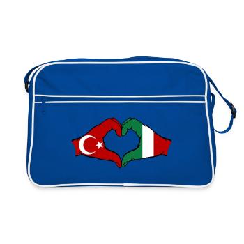 Turkey Italy Hands Heart Shape - Retro Bag - blue/white - Front