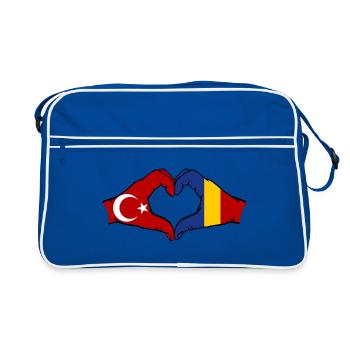 Turkey Romania Hands Heart Shape - Retro Bag - blue/white - Front