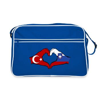 Turkey Slovenia Hands Heart Shape - Retro Bag - blue/white - Front