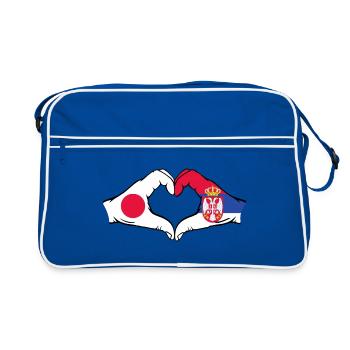 Japan Serbia Hands Heart Shape - Retro Bag - blue/white - Front