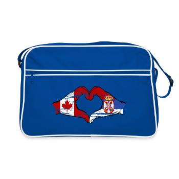 Kanada Serbien Hände Herzform used - Retro Tasche - Blau/Weiß - Vorne
