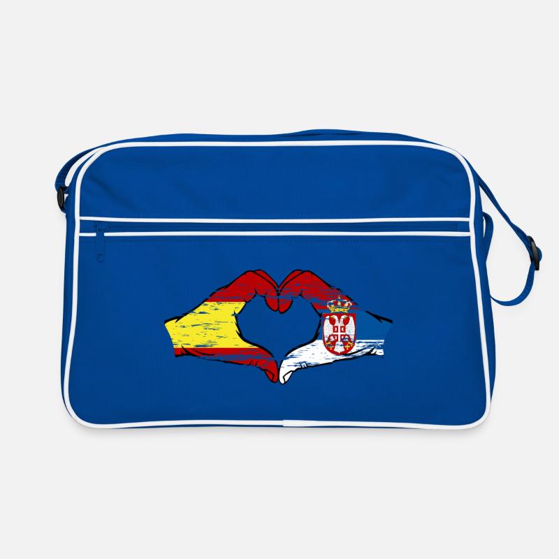 Espagne Serbie drapeau forme de coeur utilisé Sac Retro