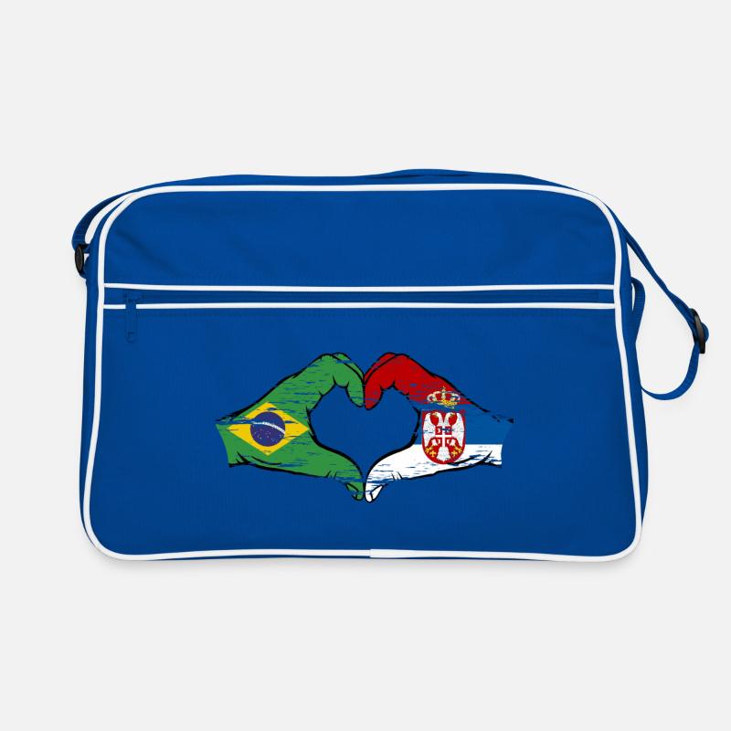 Brésil Serbie drapeau forme de coeur utilisé Sac Retro