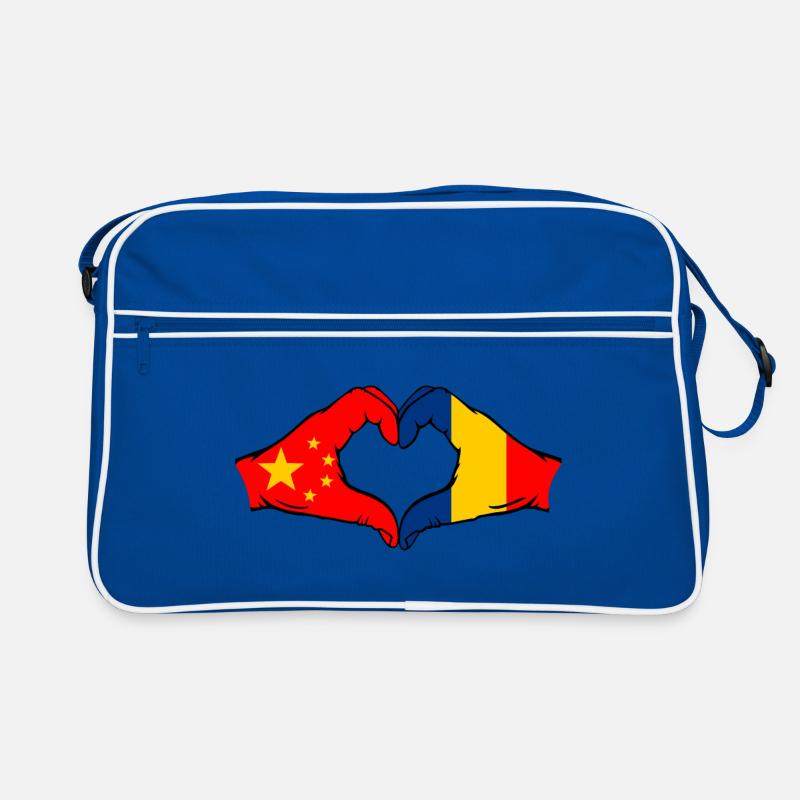 Chine Roumanie Drapeau Coeur Forme Sac Retro