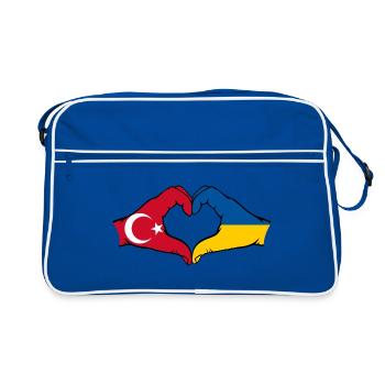Turkey Ukraine Flag Heart Shape - Retro Bag - blue/white - Front