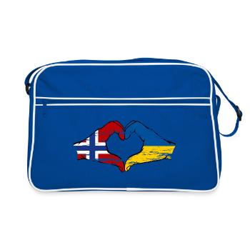 Norway Ukraine flag heart shape used - Retro Bag - blue/white - Front