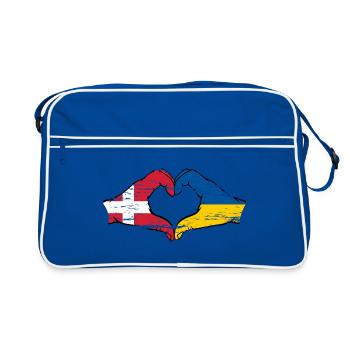 Denmark Ukraine flag heart shape used - Retro Bag - blue/white - Front