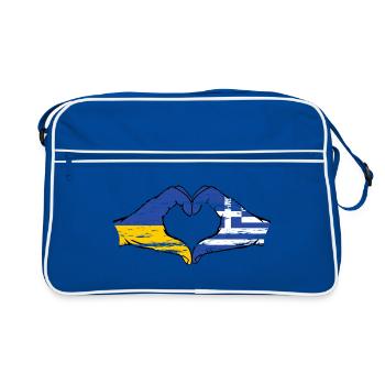 Ukraine Greece Flag Heart Shape Used - Retro Bag - blue/white - Front
