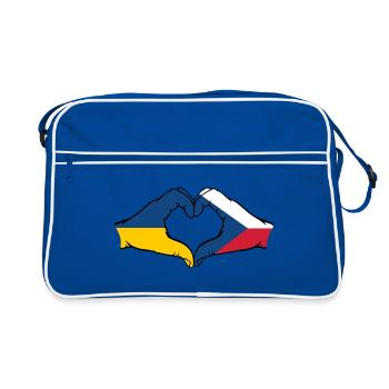 Ukraine Czech Republic Flag Hands Heart Shape - Retro Bag - blue/white - Front