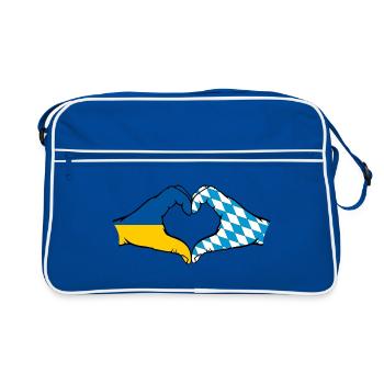 Ukraine Bavière Drapeau Mains Coeur Forme - Sac Retro - bleu/blanc - Devant