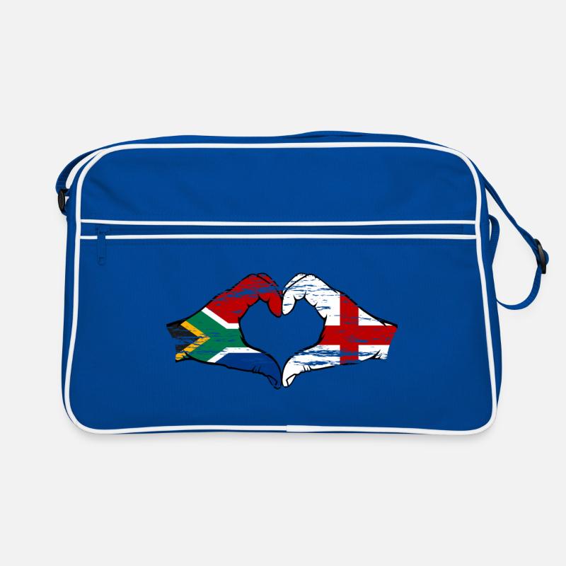 Afrique du Sud Angleterre drapeau mains forme de coeur utilisé Sac Retro
