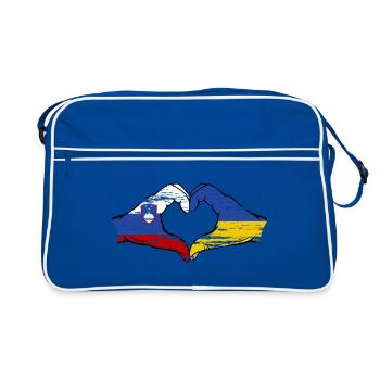 Slovenia Ukraine flag hands heart shape used - Retro Bag - blue/white - Front