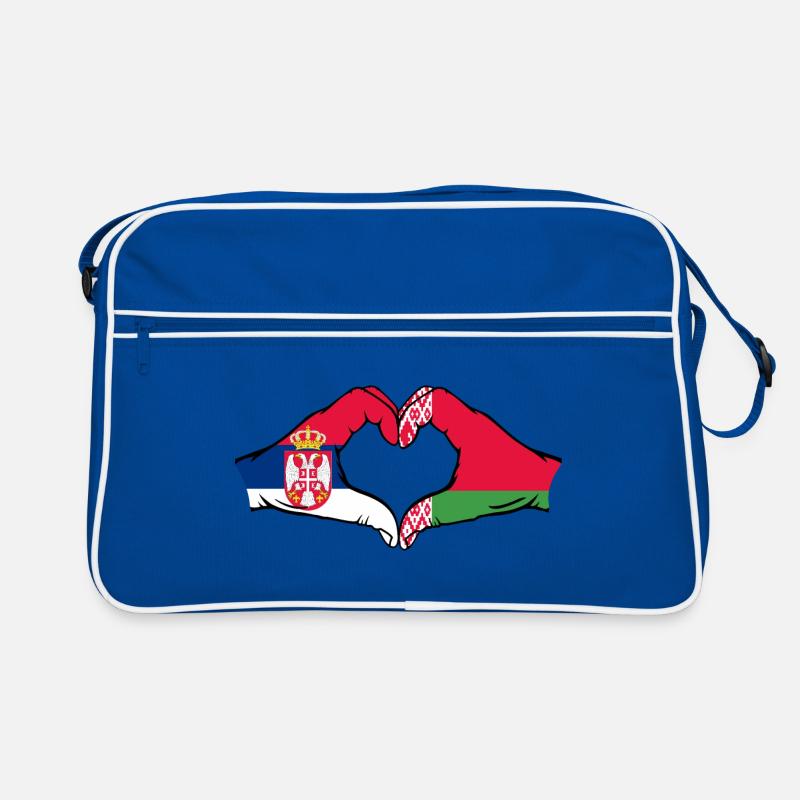 Serbien Belarus Flagge Hände Herzform Retro Tasche