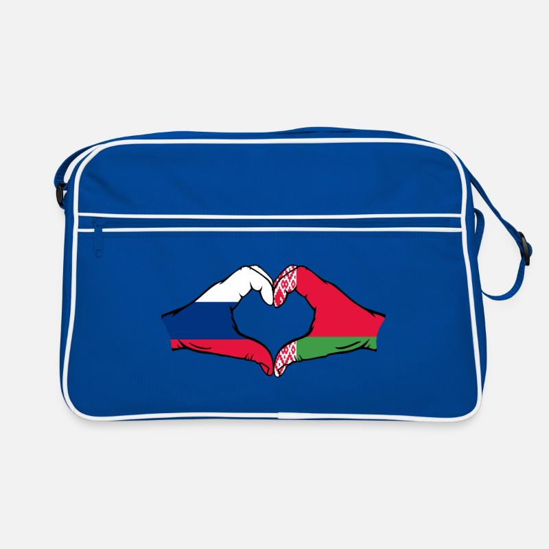 Russie Biélorussie Drapeau Mains Coeur Forme Sac Retro