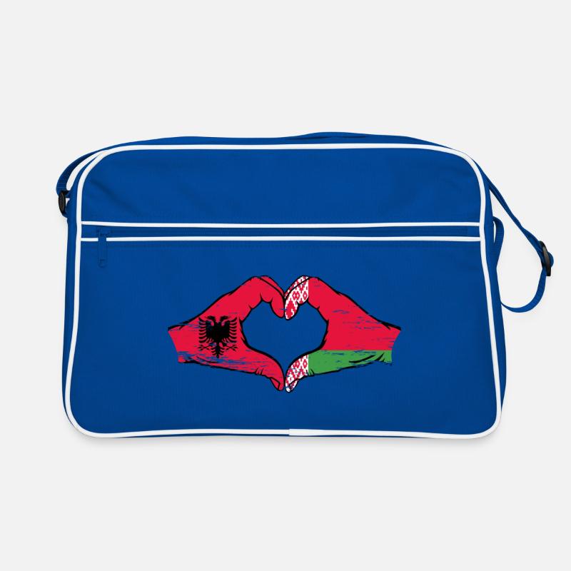 Albanie Biélorussie Drapeau Mains Coeur Forme Utilisé Sac Retro