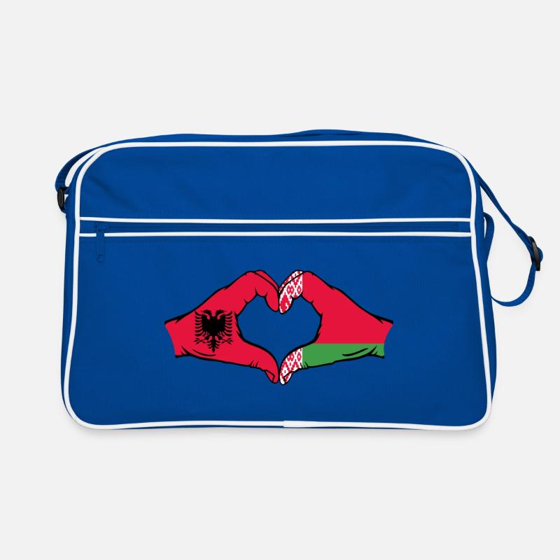 Albanie Biélorussie Drapeau Mains Coeur Forme Sac Retro
