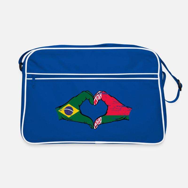 Brésil Biélorussie drapeau mains forme de coeur utilisé Sac Retro