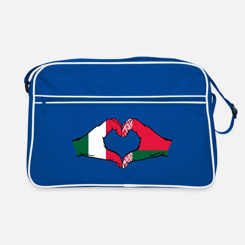 Italy Belarus Flag Hands Heart Shape Retro Bag