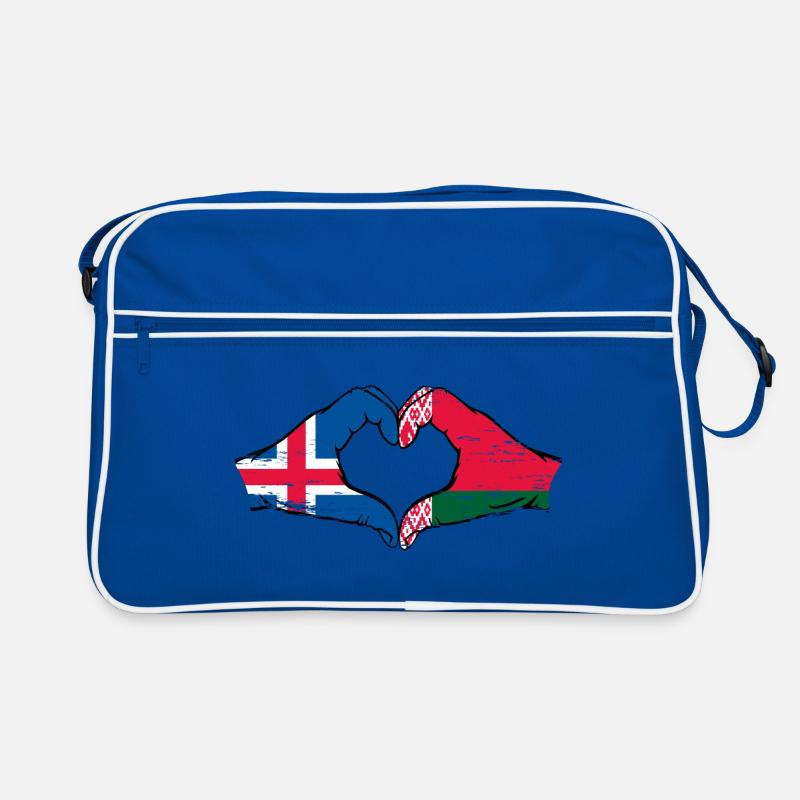 Islande Biélorussie drapeau mains forme de coeur utilisé Sac Retro