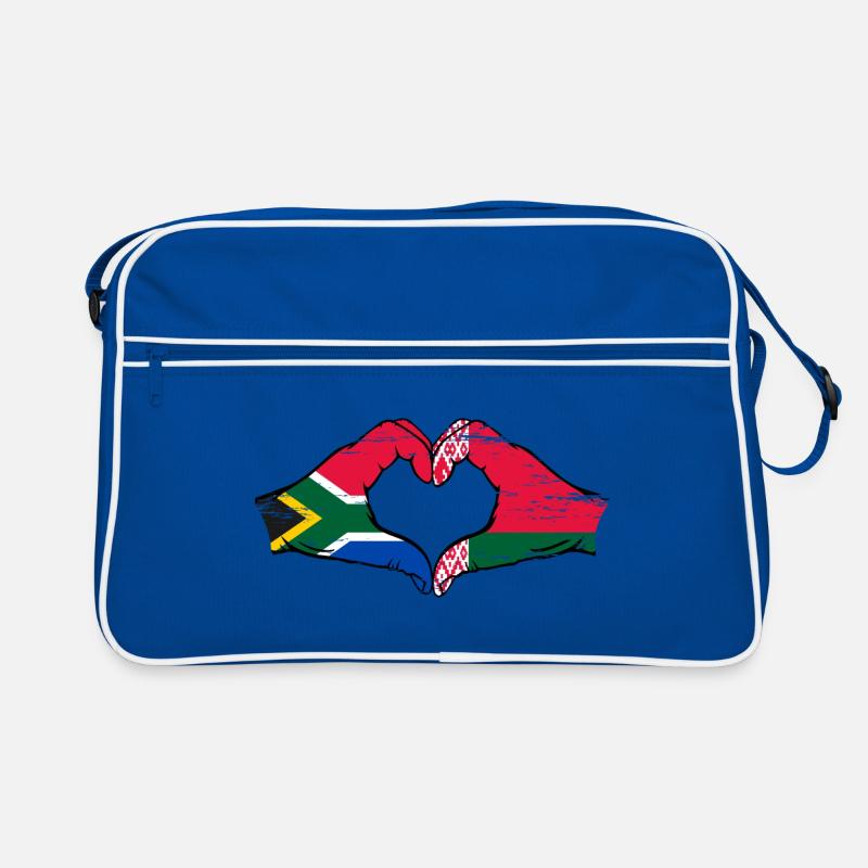 Afrique du Sud Biélorussie drapeau mains forme de coeur utilisé Sac Retro