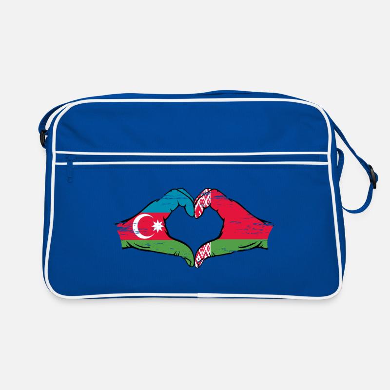 Azerbaijan Belarus Flag Hands Heart Shape Used Retro Bag