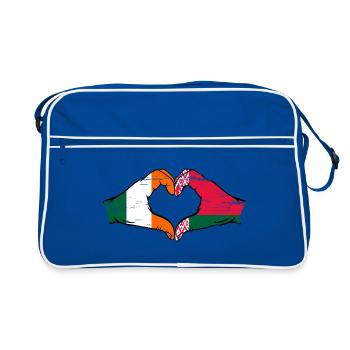 Irlande Biélorussie drapeau mains coeur forme utilisé - Sac Retro - bleu/blanc - Devant