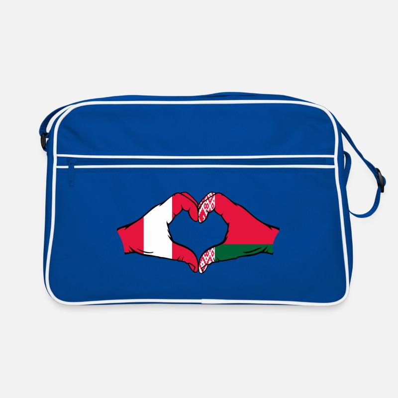 Peru Belarus Flagge Hände Herzform Retro Tasche
