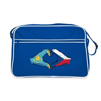 Kazakhstan République tchèque drapeau mains coeur forme utilisé - Sac Retro - bleu/blanc - Devant