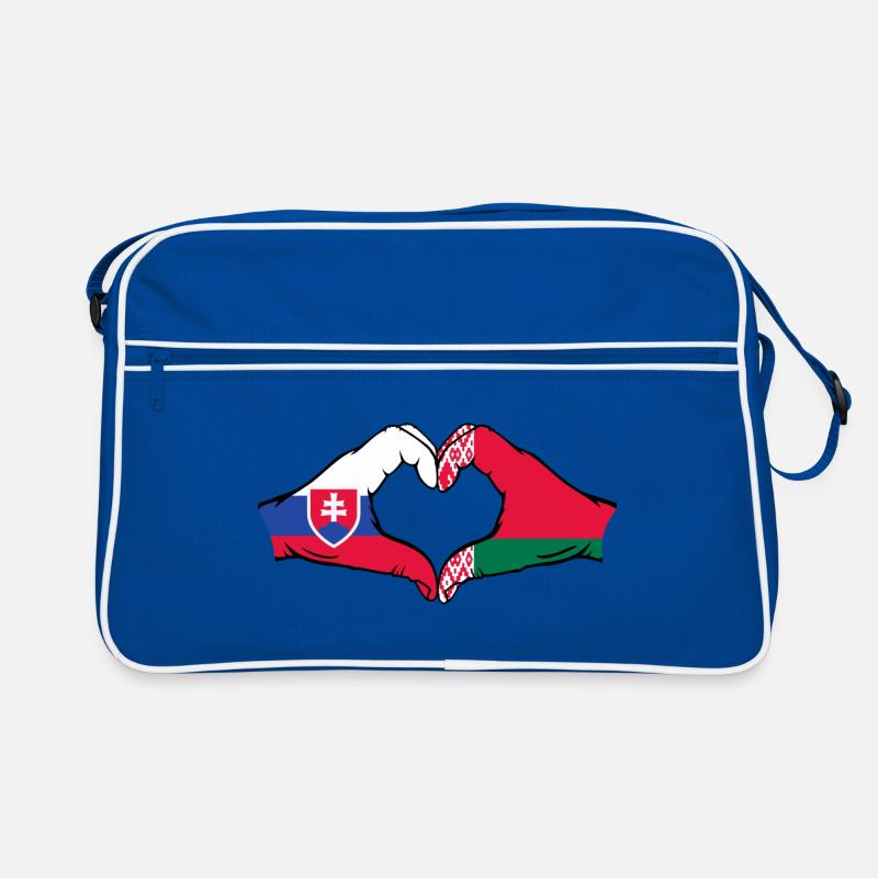 Slovakia Belarus Flag Hands Heart Shape Retro Bag