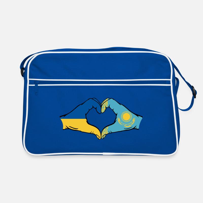 Ukraine Kazakhstan Drapeau Mains Coeur Forme Sac Retro