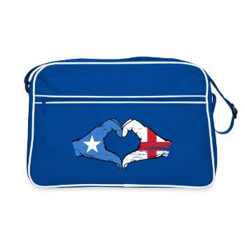 Somalie Angleterre drapeau mains forme de coeur utilisé - Sac Retro - bleu/blanc - Devant