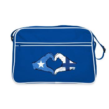Somalie Finlande drapeau mains forme de coeur utilisé - Sac Retro - bleu/blanc - Devant