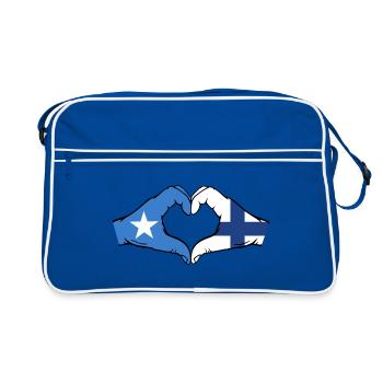 Somalie Finlande Drapeau Mains Coeur Forme - Sac Retro - bleu/blanc - Devant
