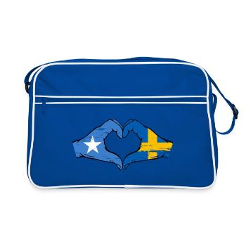Somalie Suède drapeau mains forme de coeur utilisé - Sac Retro - bleu/blanc - Devant