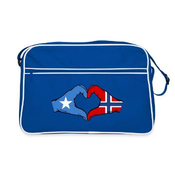 Somalie Norvège Drapeau Mains Coeur Forme - Sac Retro - bleu/blanc - Devant